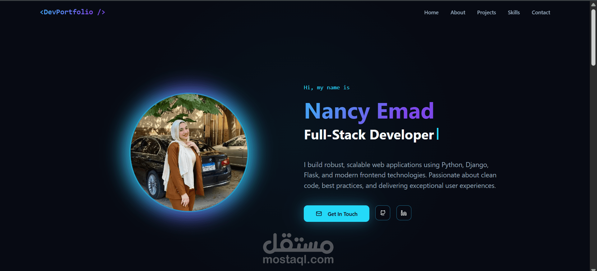 تصميم بورتفوليو شخصي باستخدام TypeScript , Tailwind , React