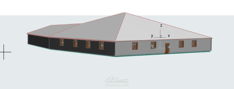 تصميم ثلاثي الأبعاد لقاعة حفلات – منظور خارجي باستخدام ArchiCAD