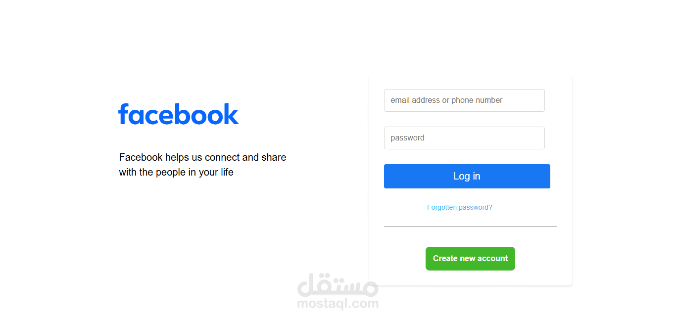 محاكاة تصميم صفحة تسجيل الدخول لفيسبوك باستخدام HTML5 وCSS