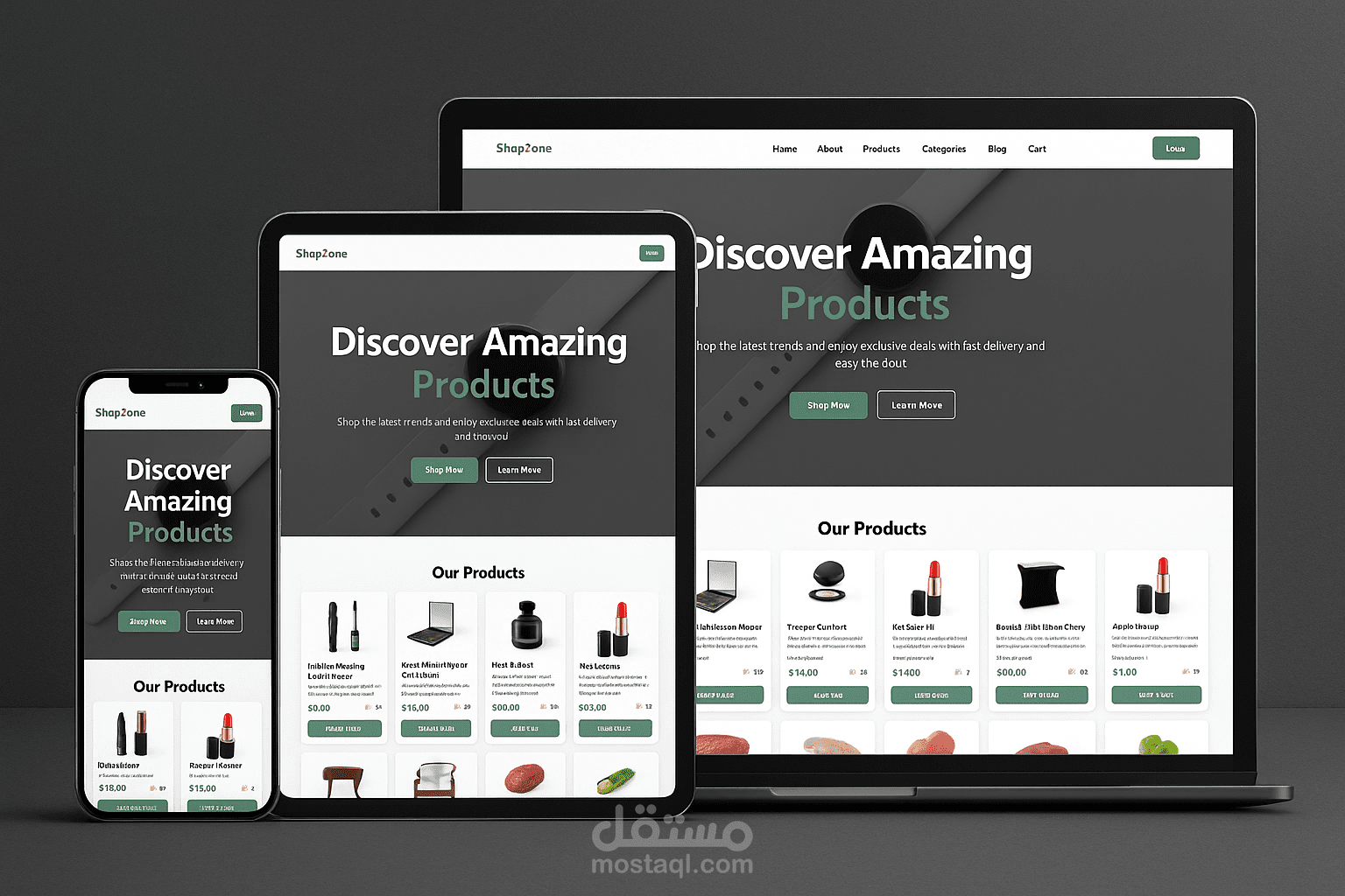 تطوير موقع ShopZone لبيع المنتجات | SPA بواجهة عصرية باستخدام React.js & TailwindCSS