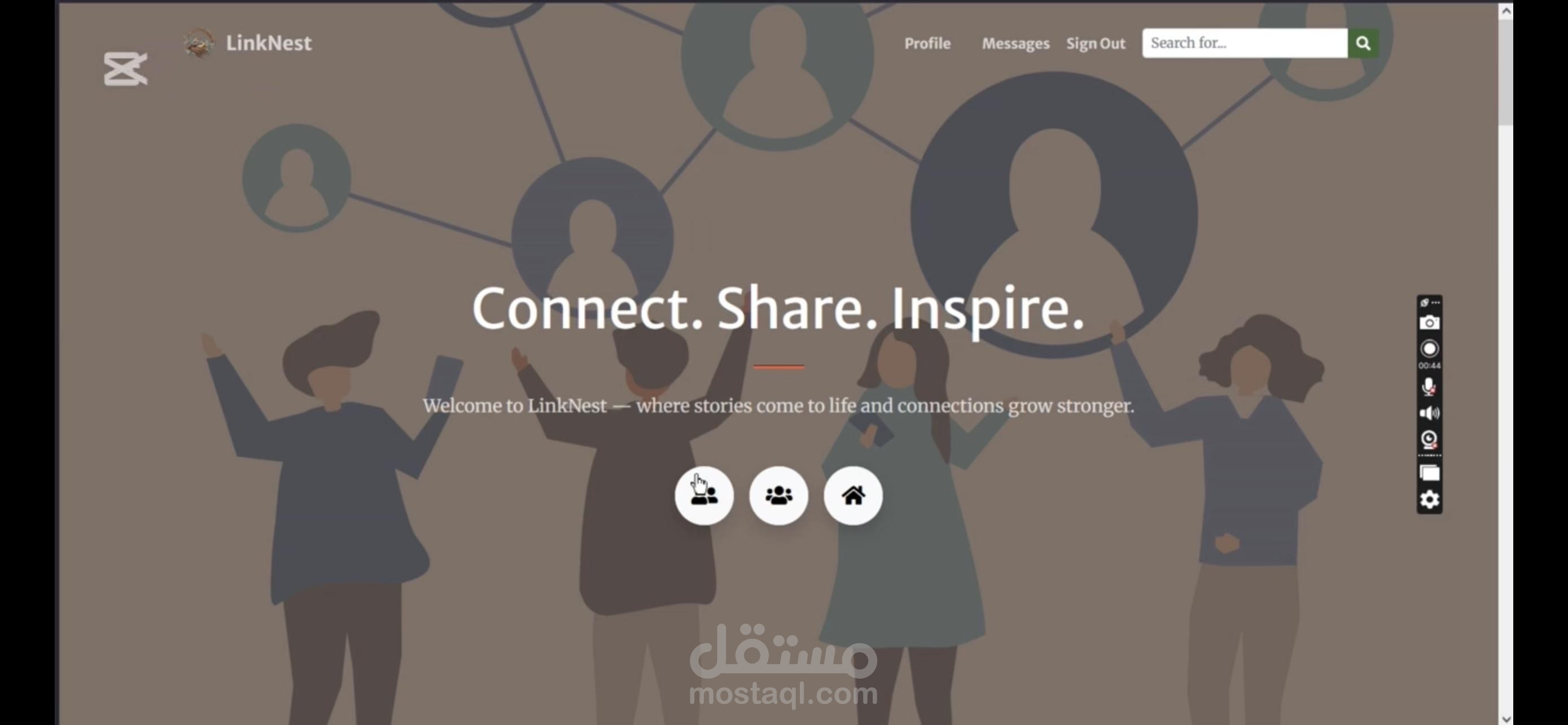 LinkNest is a full-featured social media web app