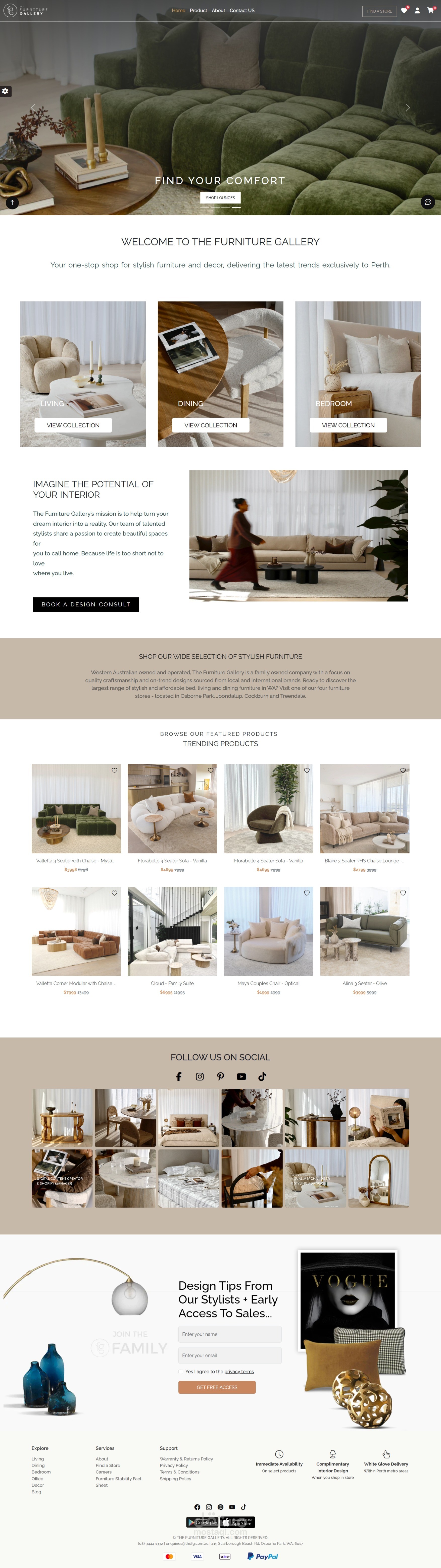 تصميم واجهة مشروع لمتجر بيع اثاث المنزل