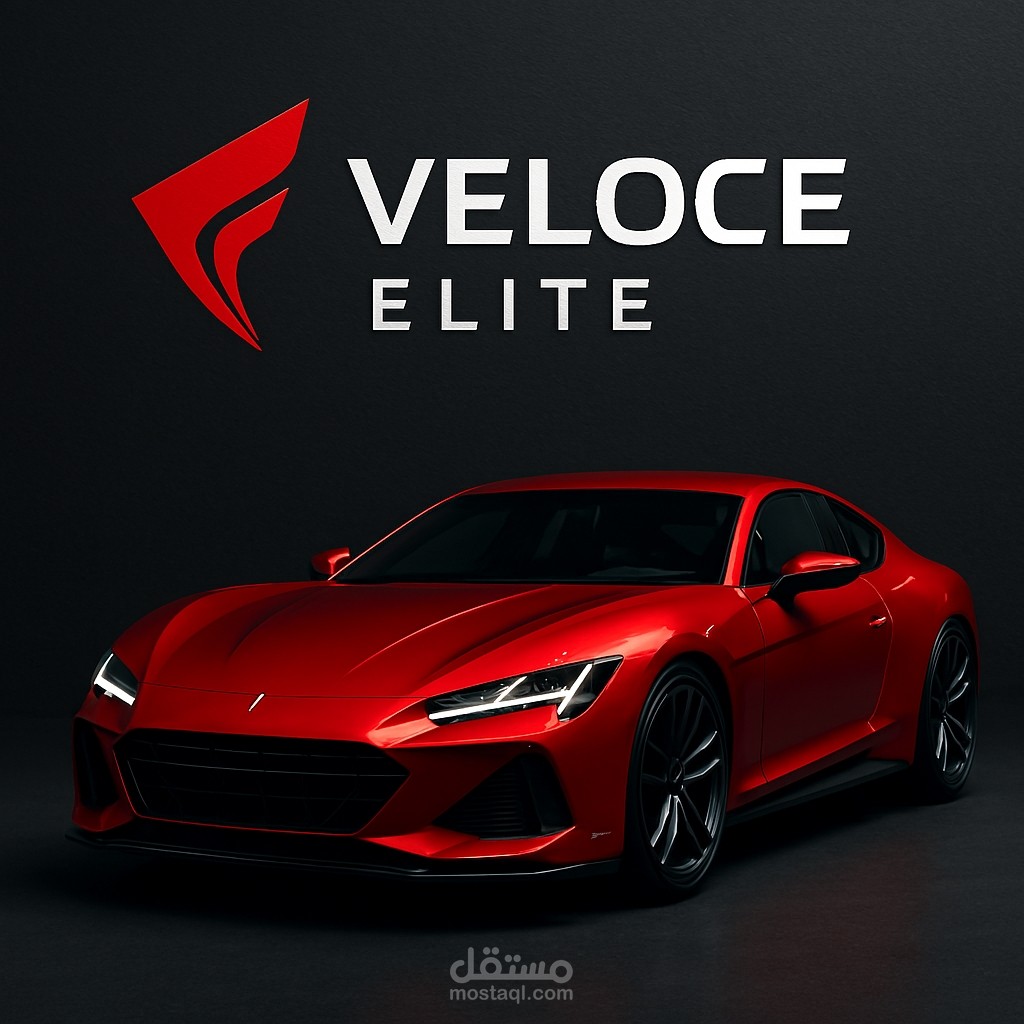 نبذة عن المشروع  قمت بتصميم هوية بصرية متكاملة لشركة Veloce Elite، وهي علامة سيارات رياضية فاخرة تجمع بين السرعة الإيطالية والفخامة الأوروبية.