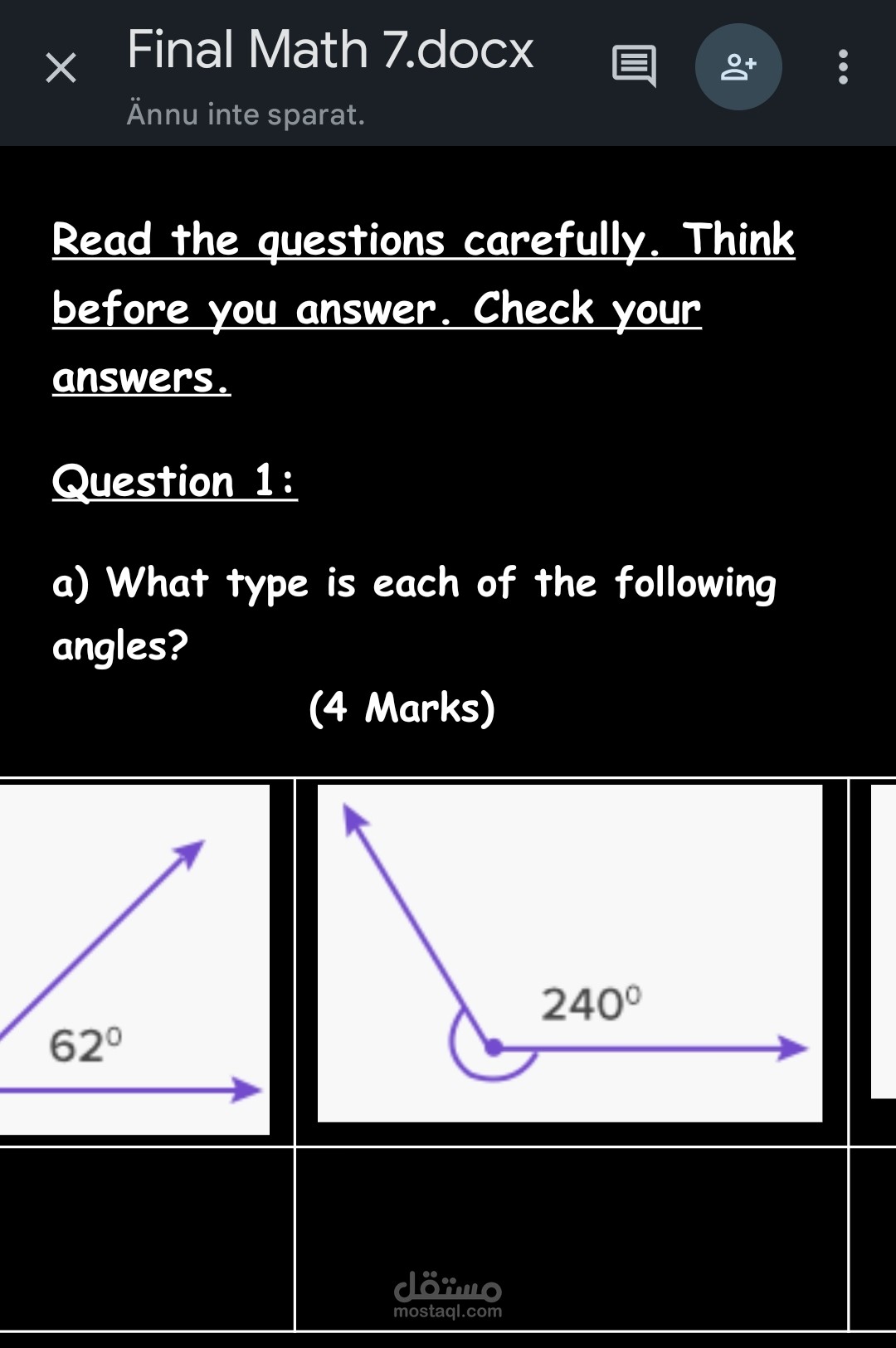 Math test- Year 7