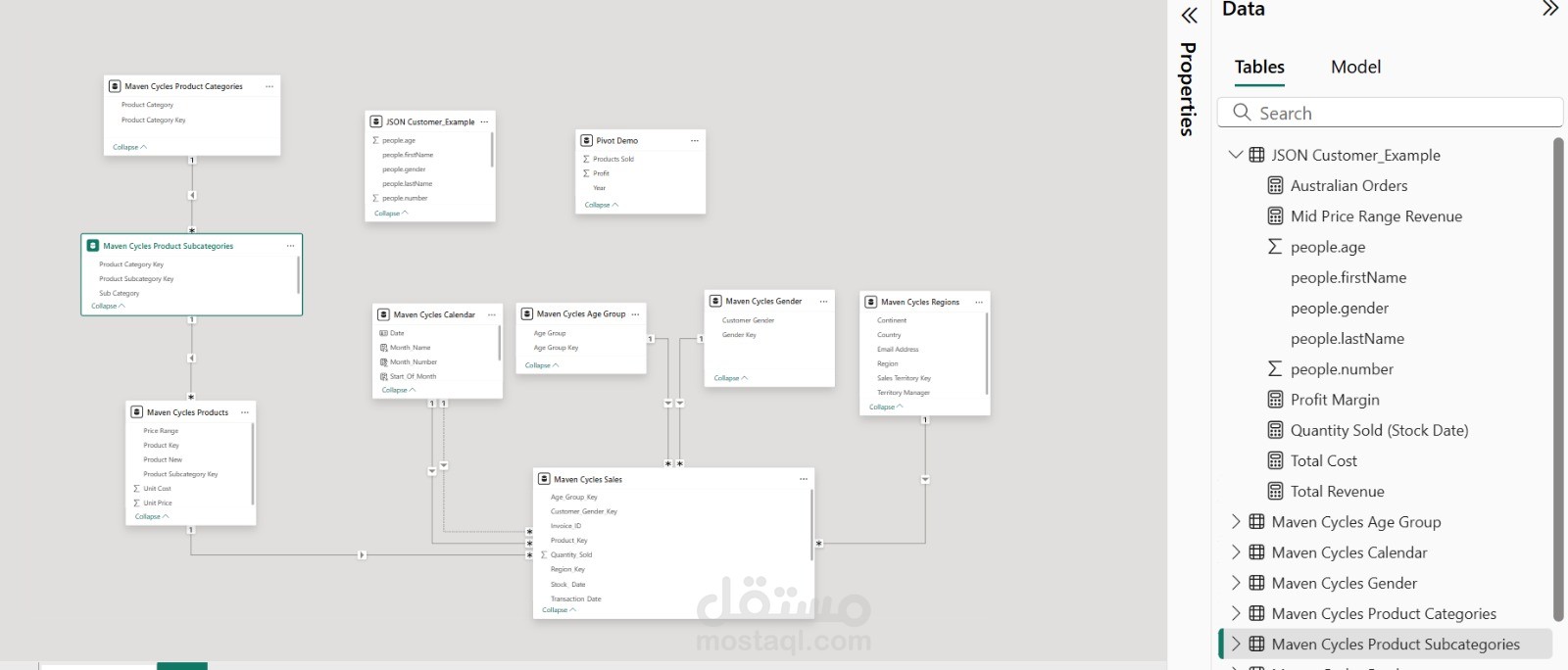 Data Model & Measures of Maven Company