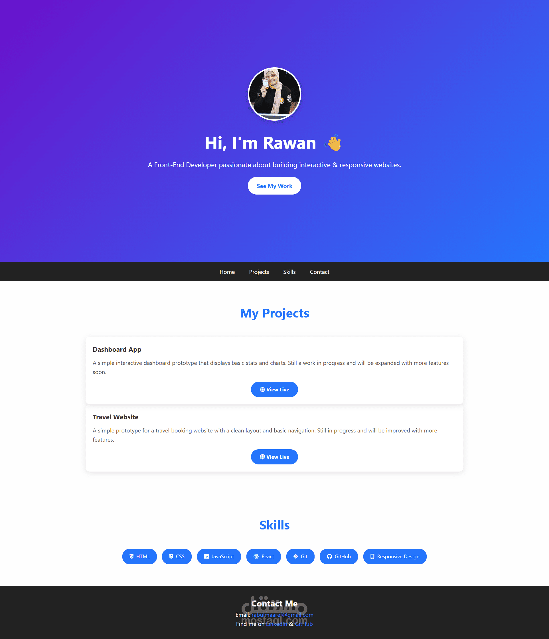 معرض أعمال شخصي (بورتفوليو) باستخدامHTML, CSS