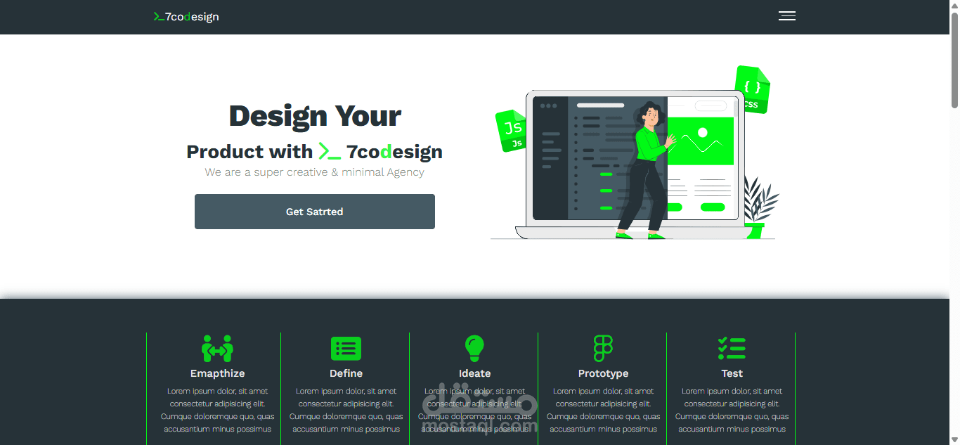 تصميم وتطوير موقع وكالة إبداعية (7codesign)