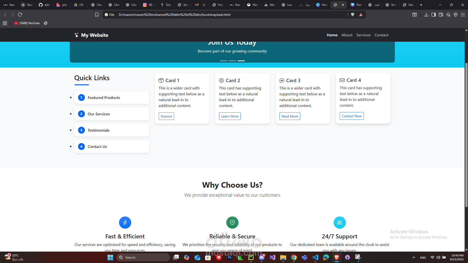 homepage  with bootstrap