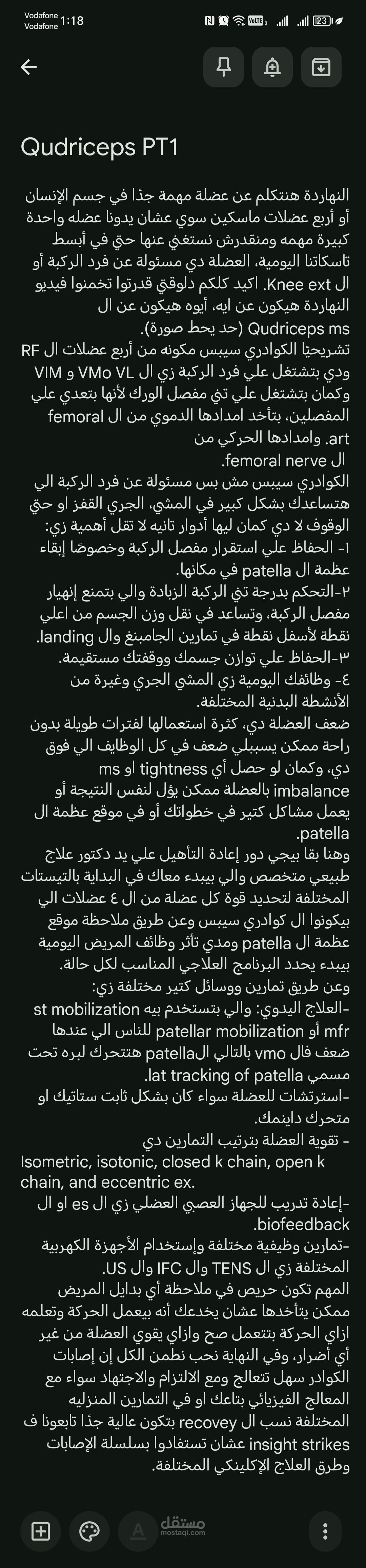 اسكريبت طبي عن عضلة ال qudriceps