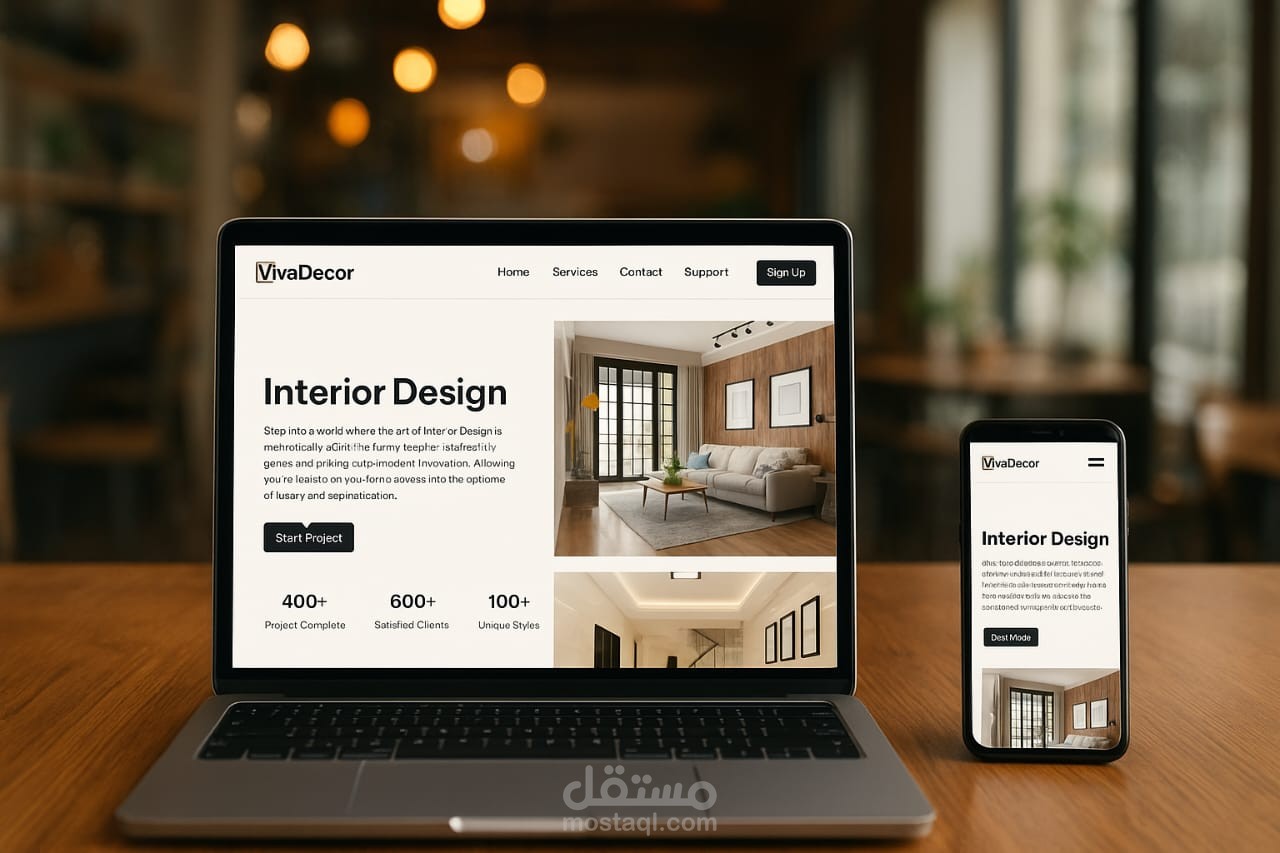 صفحة هبوط احترافية (Landing Page) لماركة أثاث VivaDecor
