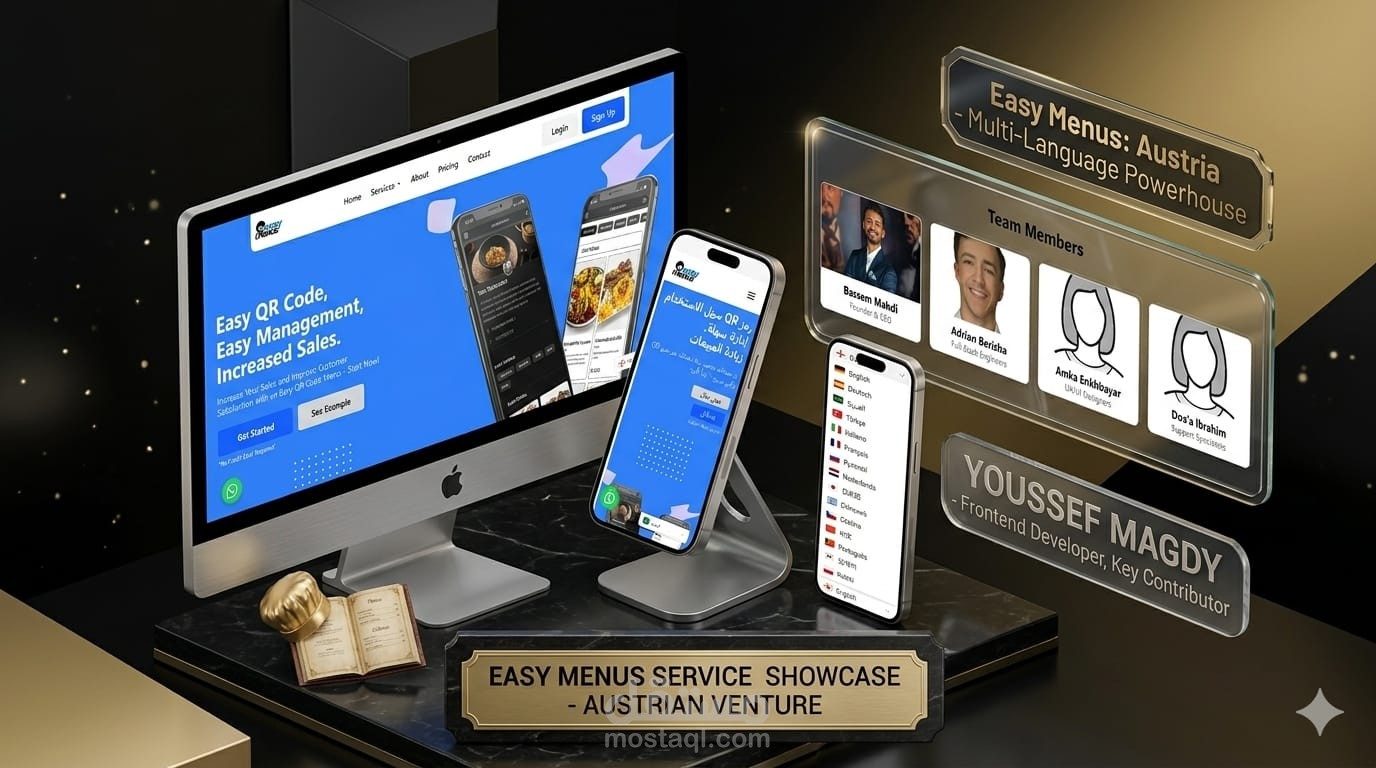 تطوير موقع أوروبي متعدد اللغات يستخدم الذكاء الاصطناعي لإنشاء المنيوهات للمطاعم - Easy Menus