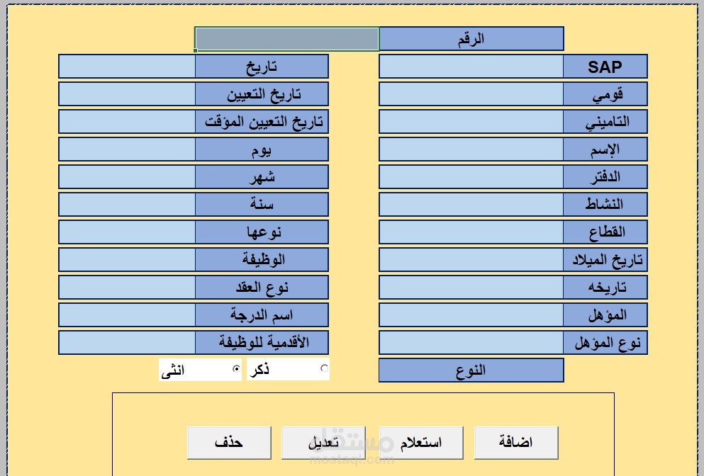 شيت ادخال بيانات