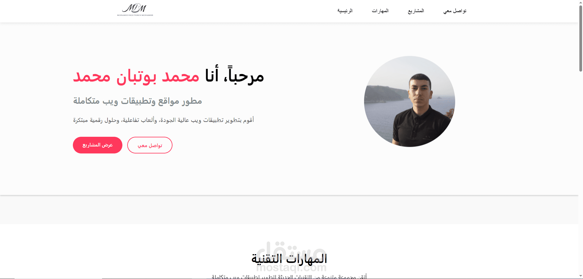 صفحة بورتفوليو شخصية