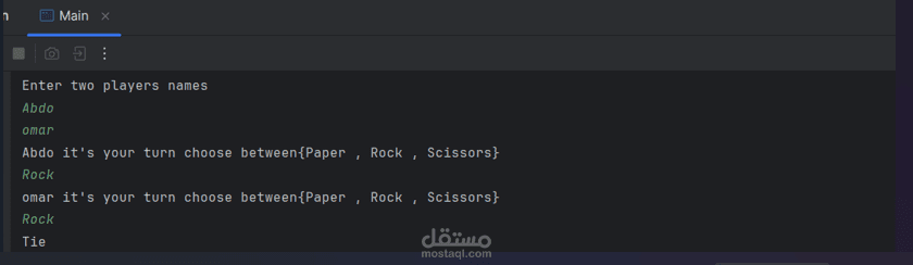 برنامج لعبه حجره ورقه مقص مع ادخال اسماء اللاعبين (If else) باستخدام Java