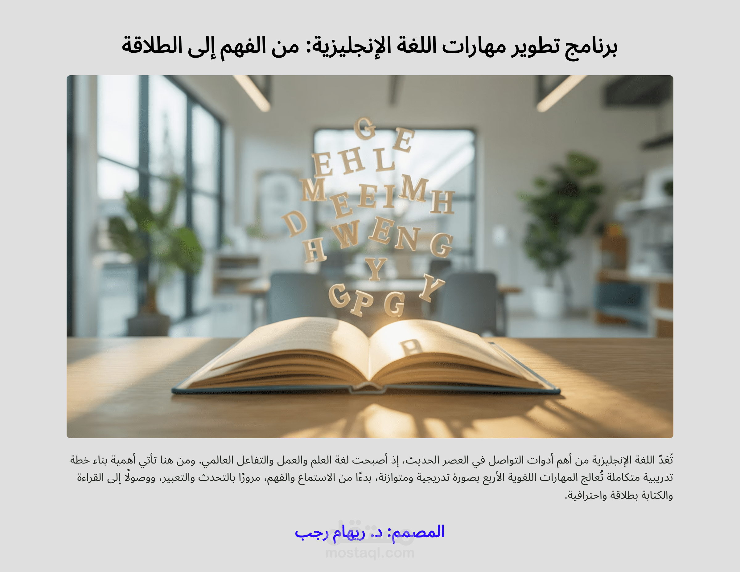 تصميم وإعداد برنامج تدريبي تفاعلي لتعليم اللغة الإنجليزية بالعربية او الانجليزية