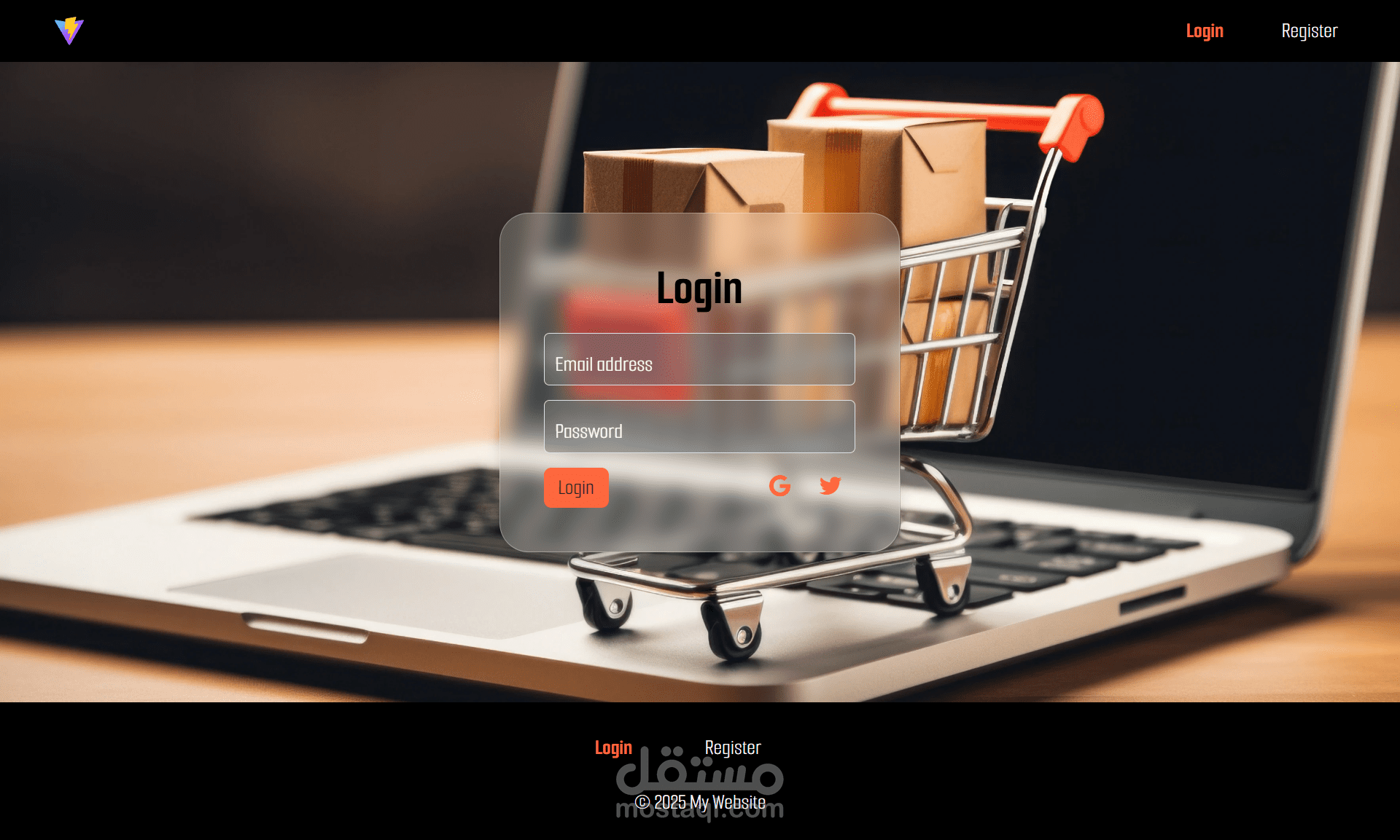 تطوير واجهات ويب احترافية (Login / Register / Dashboard) بلمسة حديثة