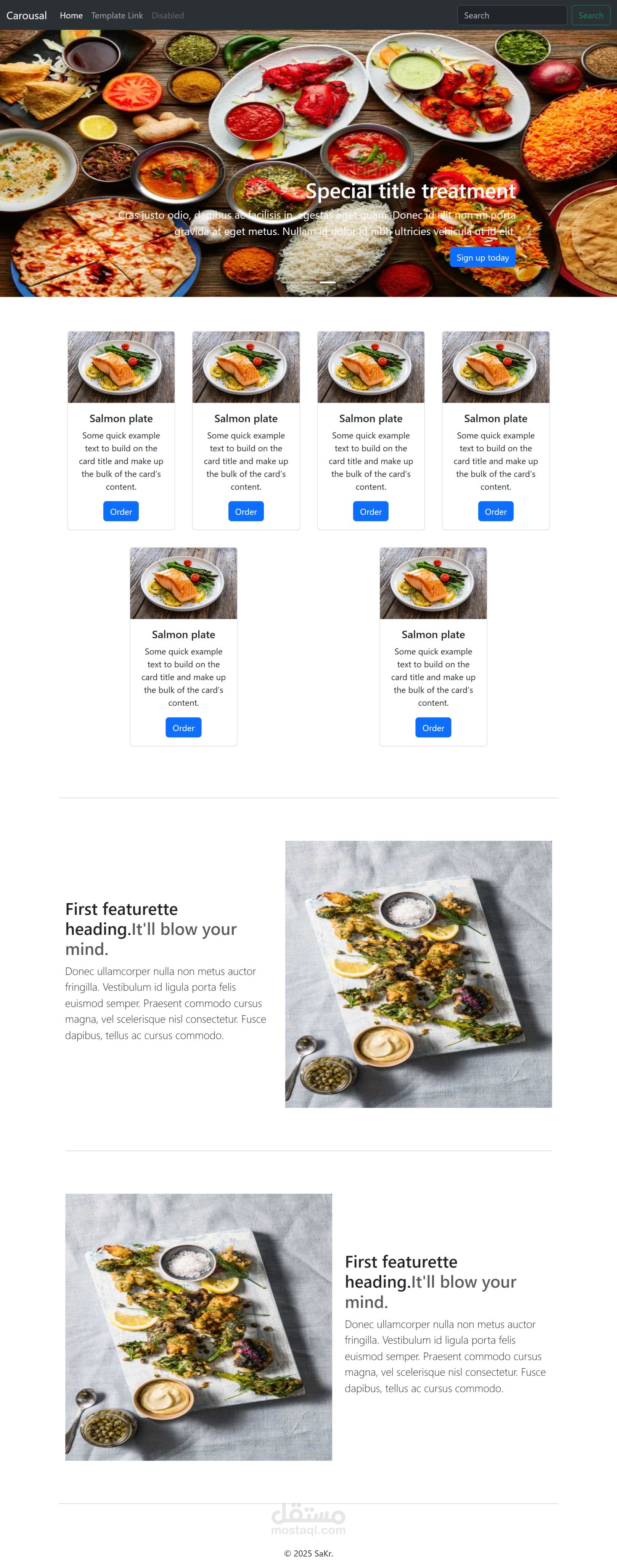 واجهة امامية لمطعم (restaurant template)
