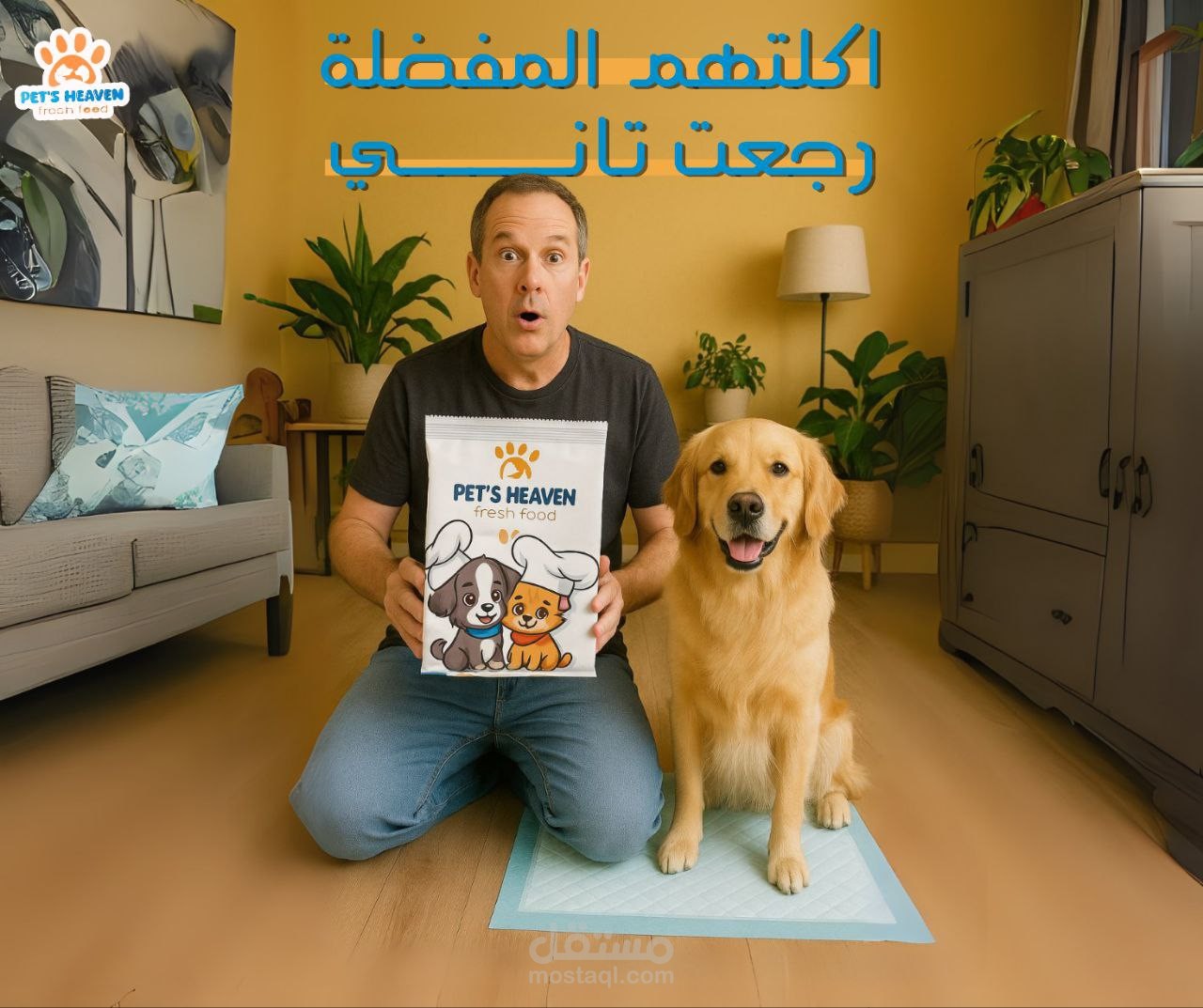 تصميمات سوشيل ميديا لمنتج طعام حيوانات اليفة pet.s heven