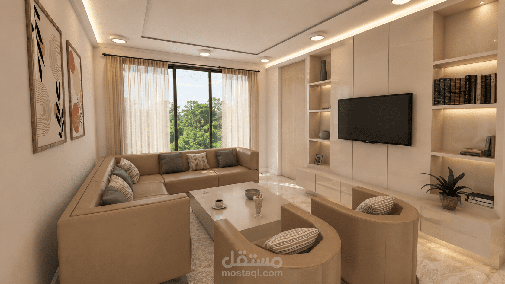 تصميم داخلى لشقة بطراز مودرن