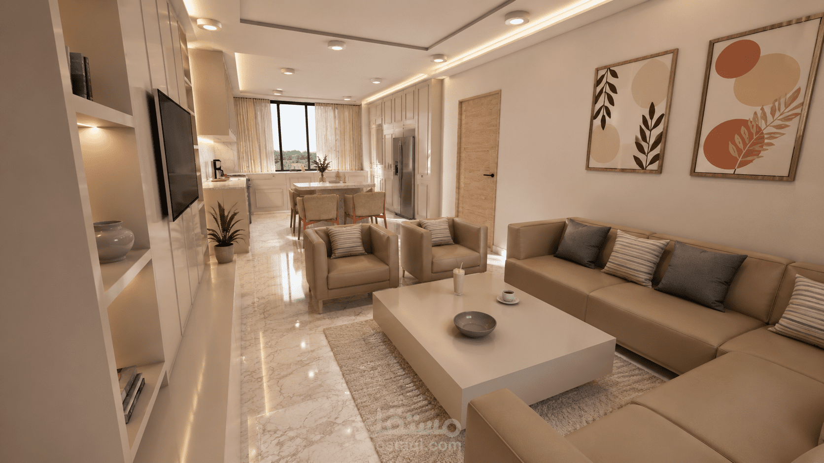 تصميم داخلى لشقة بطراز مودرن