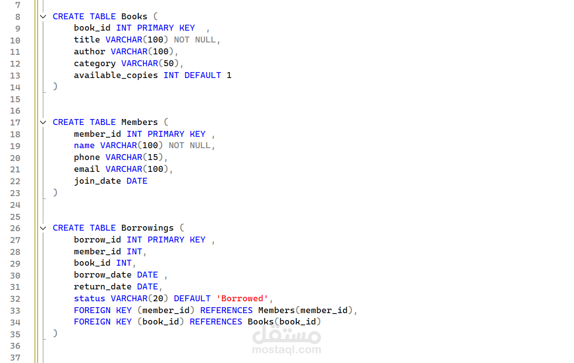 تصميم قاعدة بيانات لمكتبة