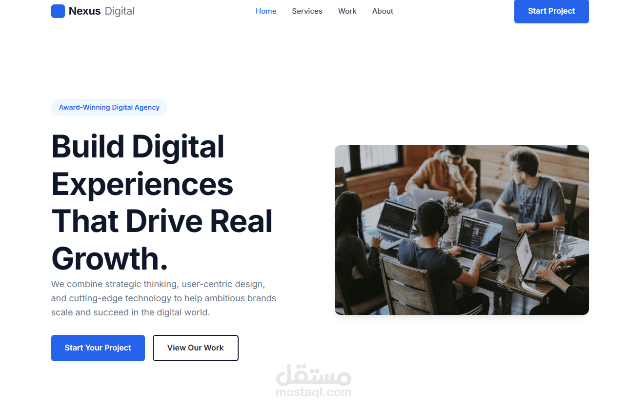 تصميم موقع شركة إبداعية احترافي (Creative Agency Website UI)