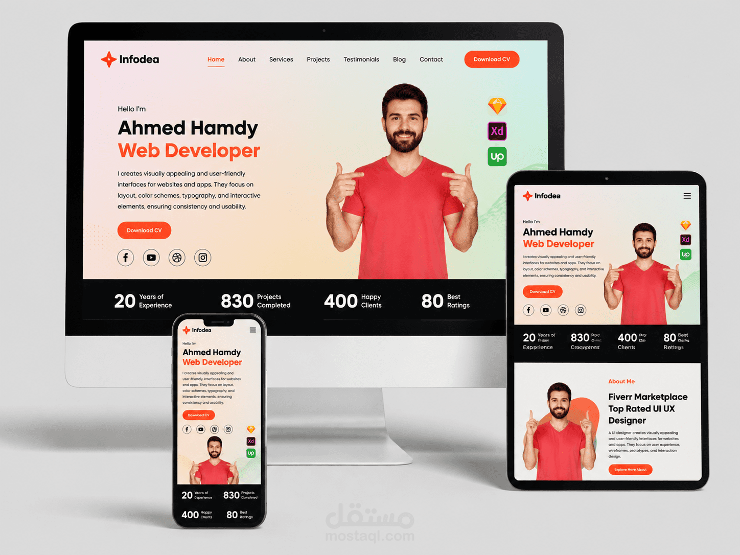 تصميم وتنفيذ موقع Portfolio شخصي