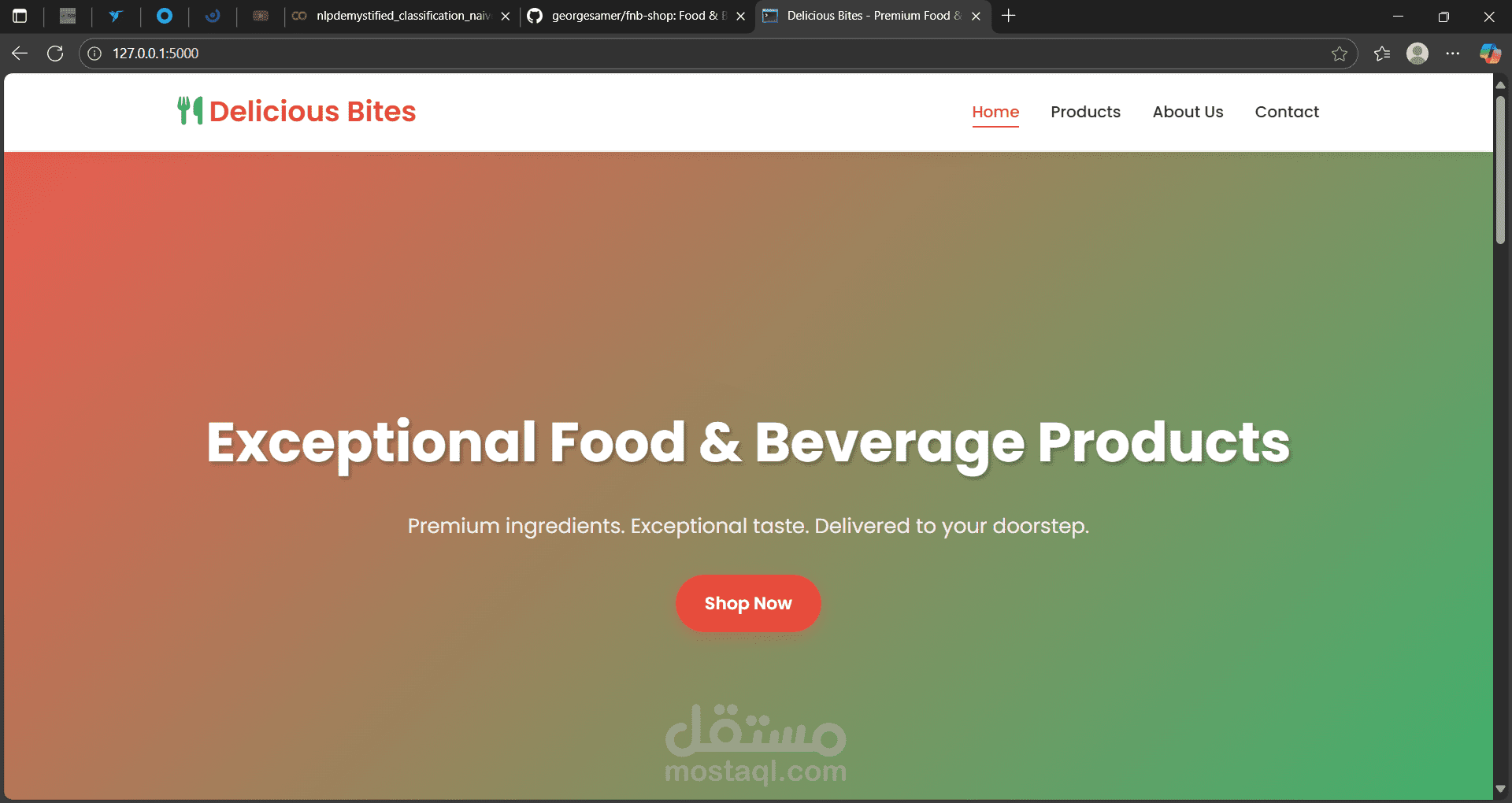 موقع تجاري متكامل لبيع المنتجات الغذائية - Delicious Bites
