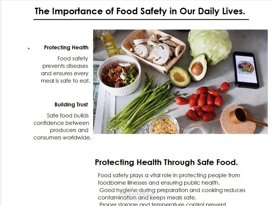 تقرير عن أهمية سلامة الغذاء في حياتنا اليومية