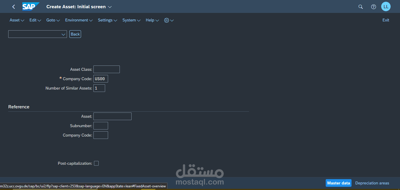 إعداد وحدة الأصول الثابتة (FI-AA) باستخدام تطبيقات SAP Fiori