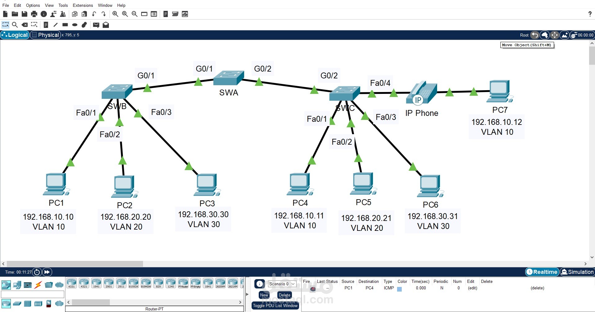 تصميم مشروع شبكات متكامل باستخدام Cisco Packet Tracer