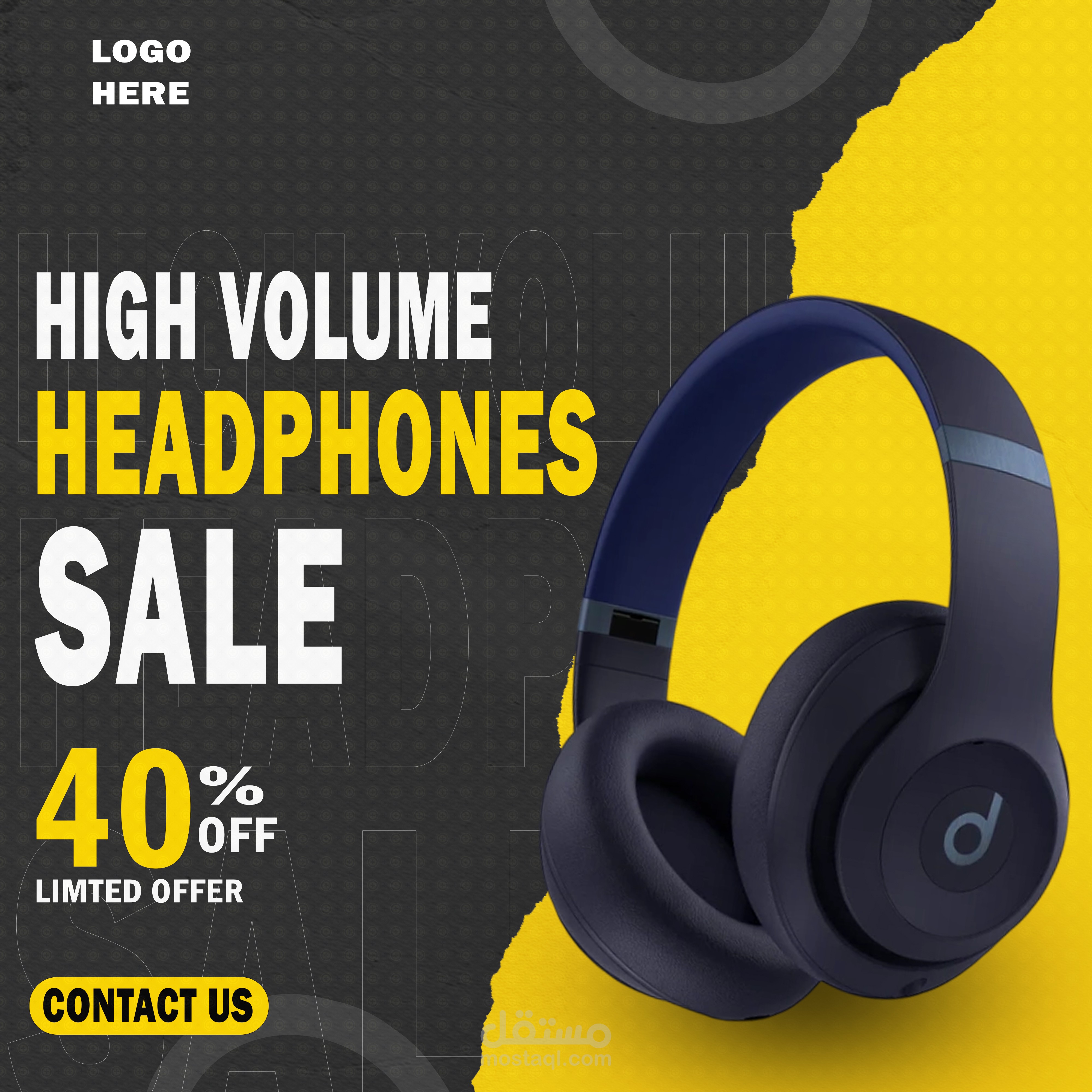 تصميم بوستر سماعة رأس – Premium Headphone Design