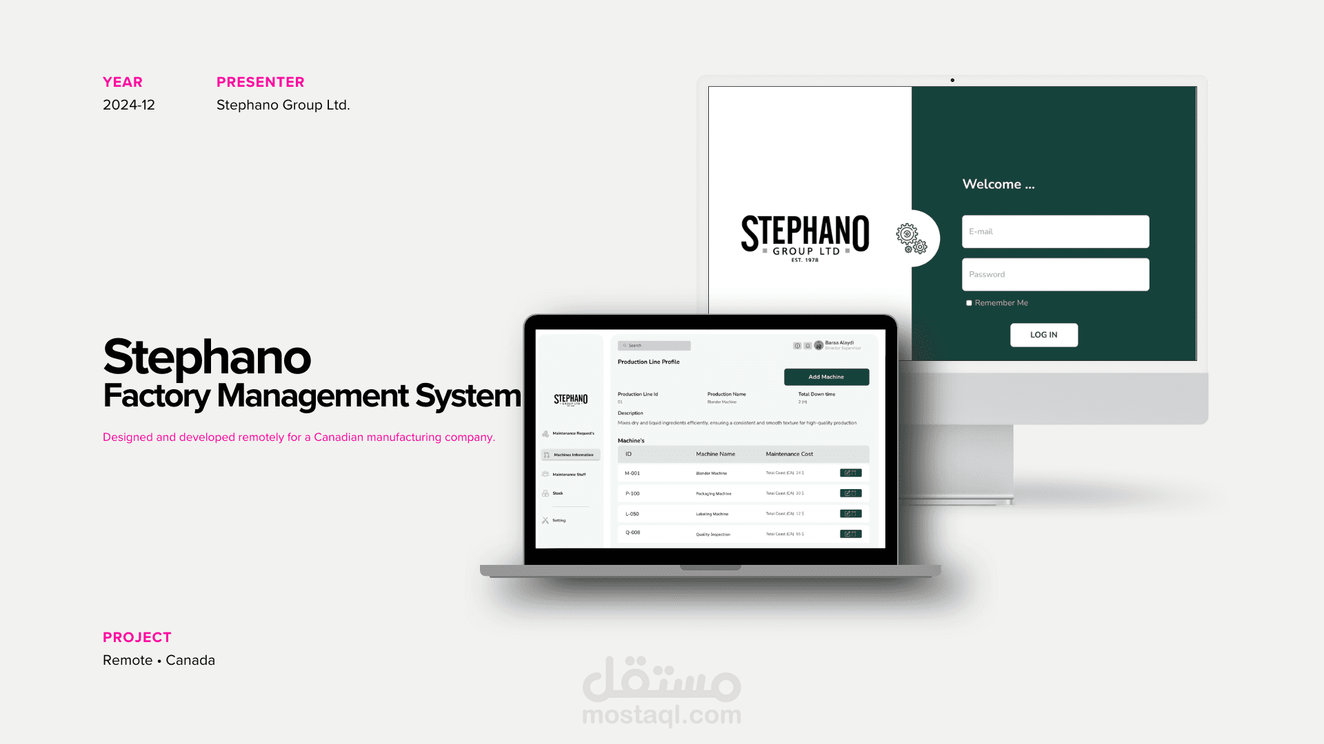 Stephano – تصميم وتطوير لوحة تحكم لإدارة خط إنتاج مصنع