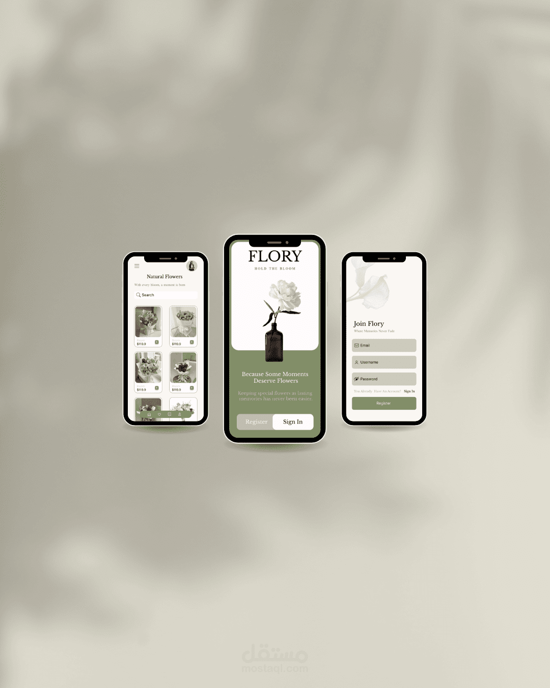 Flory – تصميم وتطوير تطبيق لبيع وحفظ الزهور