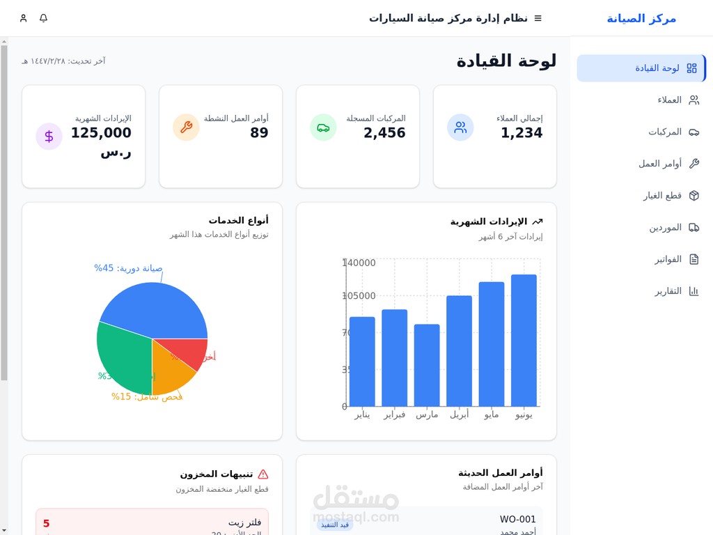 نظام لادارة مركز صيانة سيارات