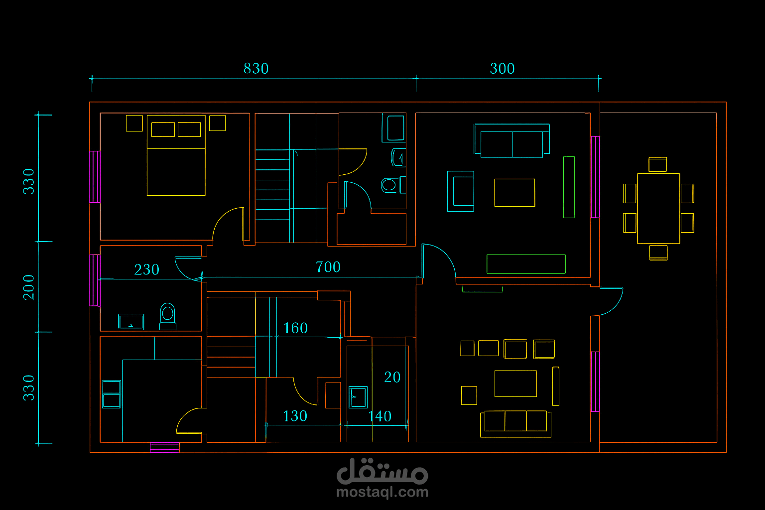 رسم معماري لفيلا سكنية