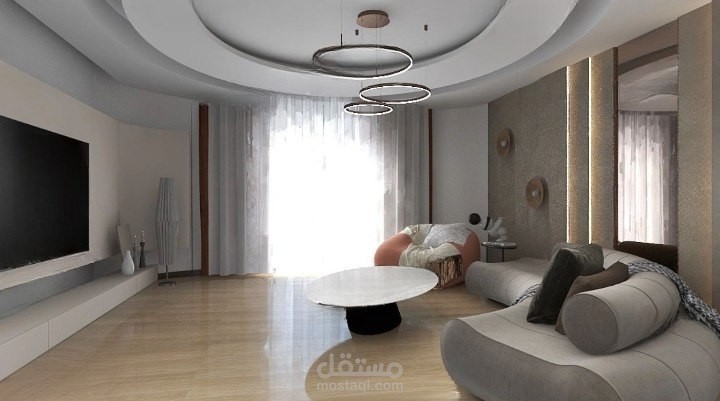 تصميم داخلي لفيلا مستوحى من الخطوط الانسيابية