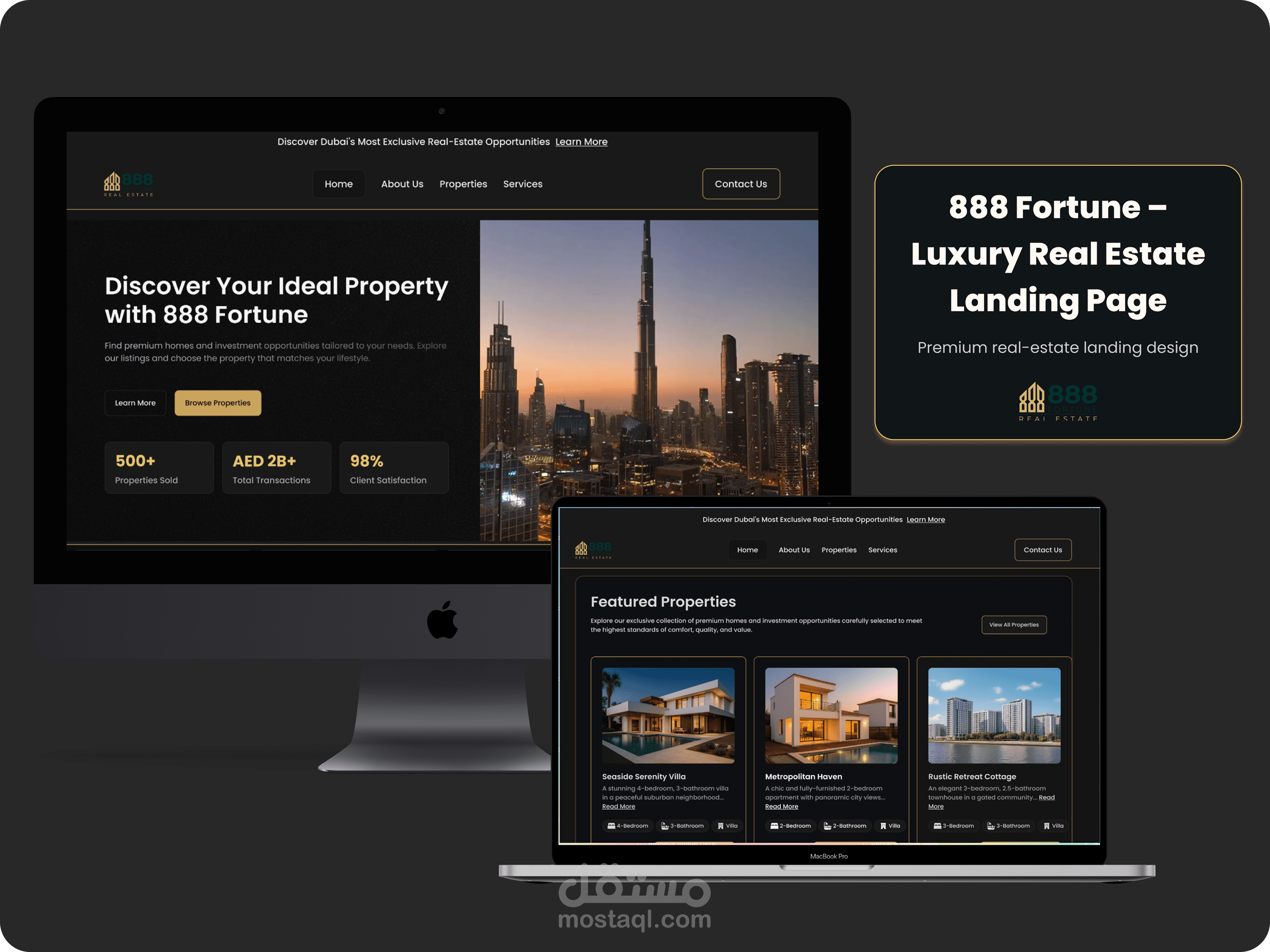 تصميم Landing Page عقارية تركز على التحويل (Conversion-Focused UI)