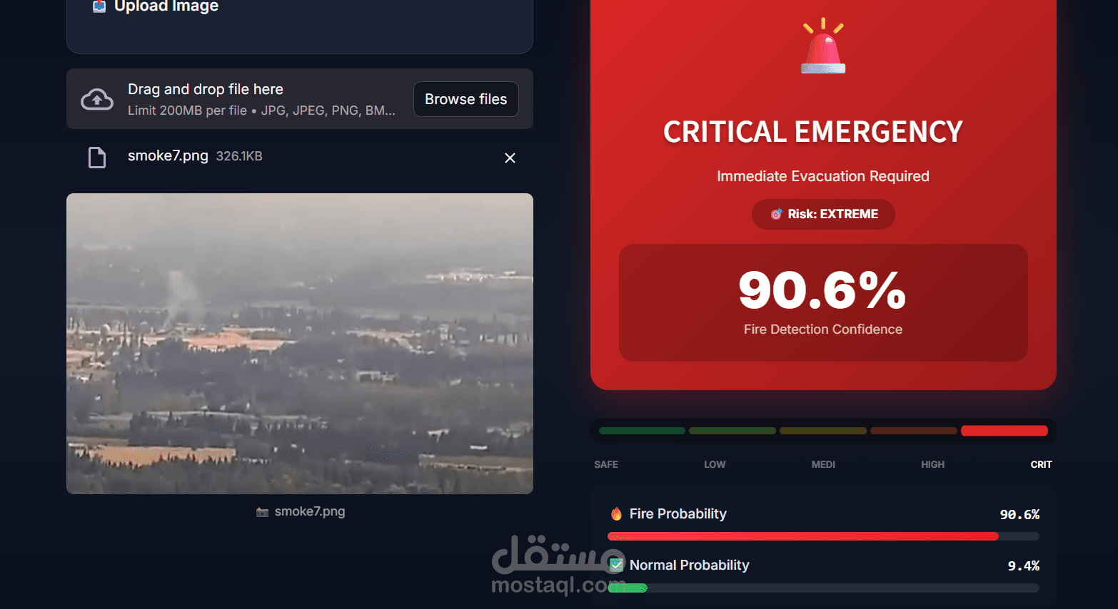 نظام ذكي للكشف عن الحرائق والدخان باستخدام الذكاء الاصطناعي (AI-Powered Fire Detection System)