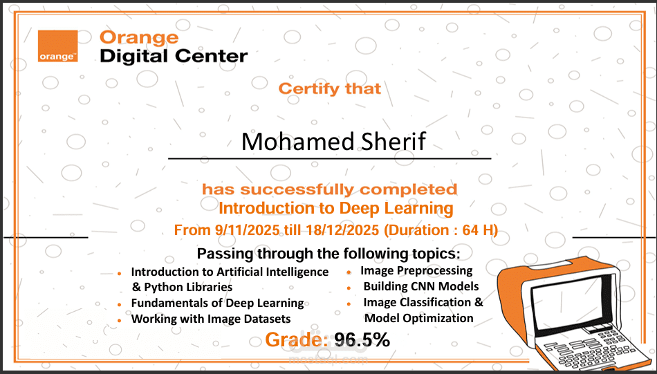 شهادة تخصص في التعلم العميق والذكاء الاصطناعي - Orange Digital Center