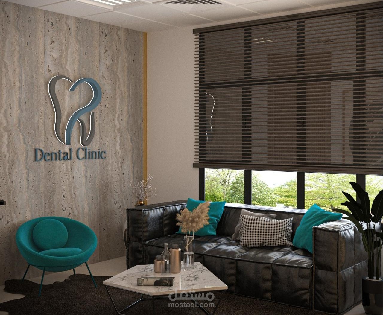 تصميم غرفة انتظار عيادة اسنان