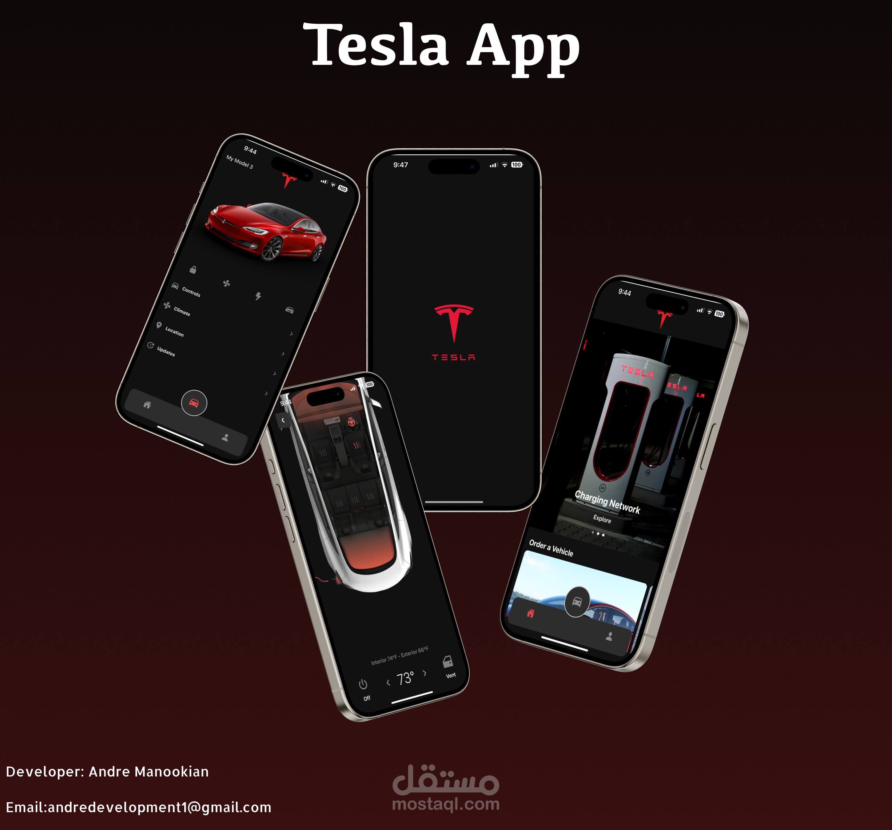 تطبيق Tesla Clone – نسخة مخصصة مطورة من Digital Vibe