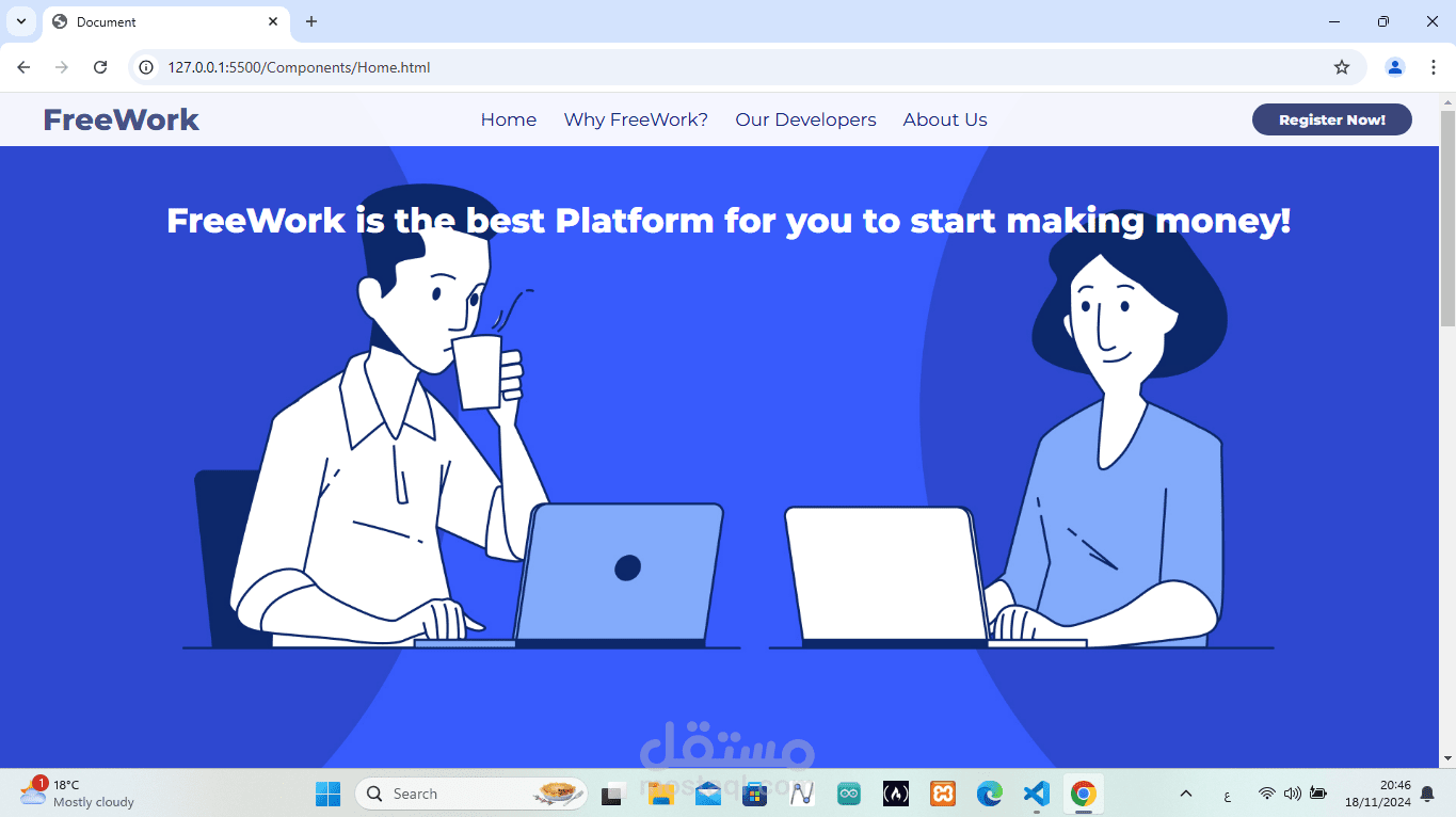 موقع للعمل المستقل (مشروع شخصي)