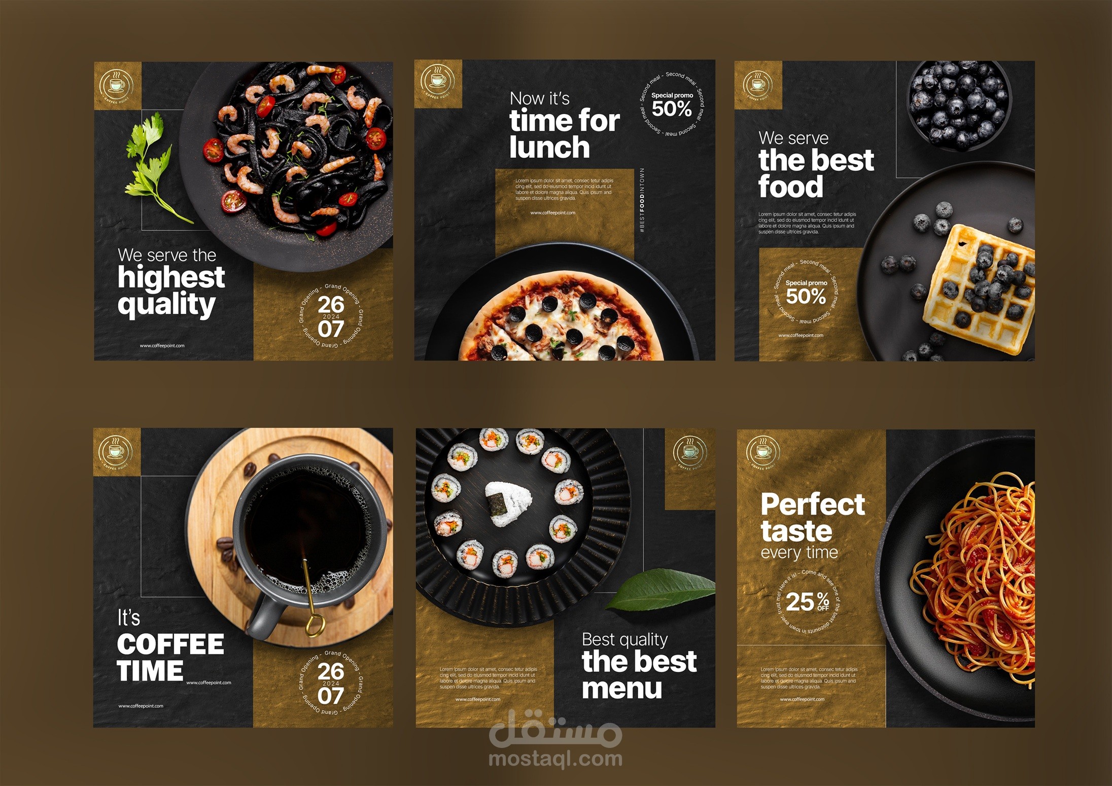 تصميم قوالب بوسترات لمطعم فاخر