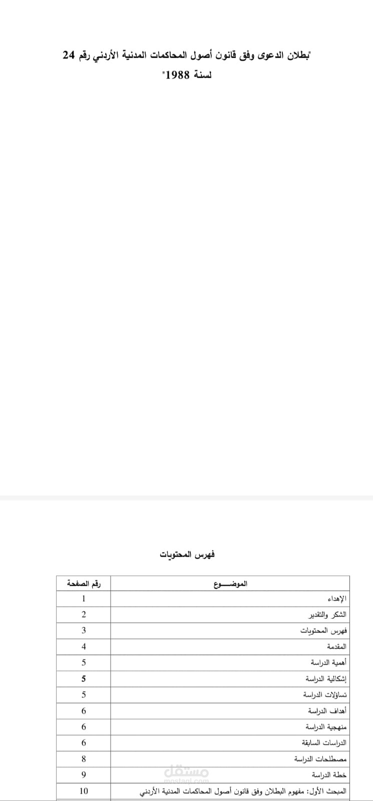بطلان الدعوى وفق قانون أصول المحاكمات المدنية الأردني رقم 24 لسنة 1988