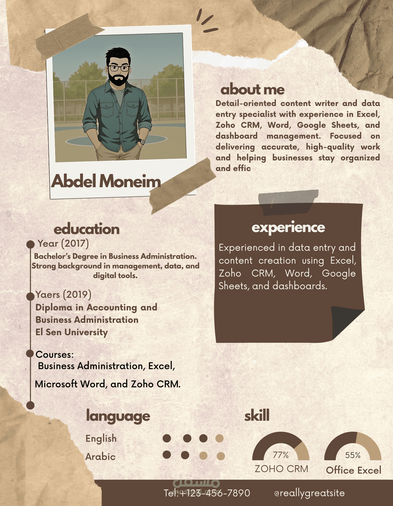 CV File – Experience in Content Writing, Excel, and Zoho CRM