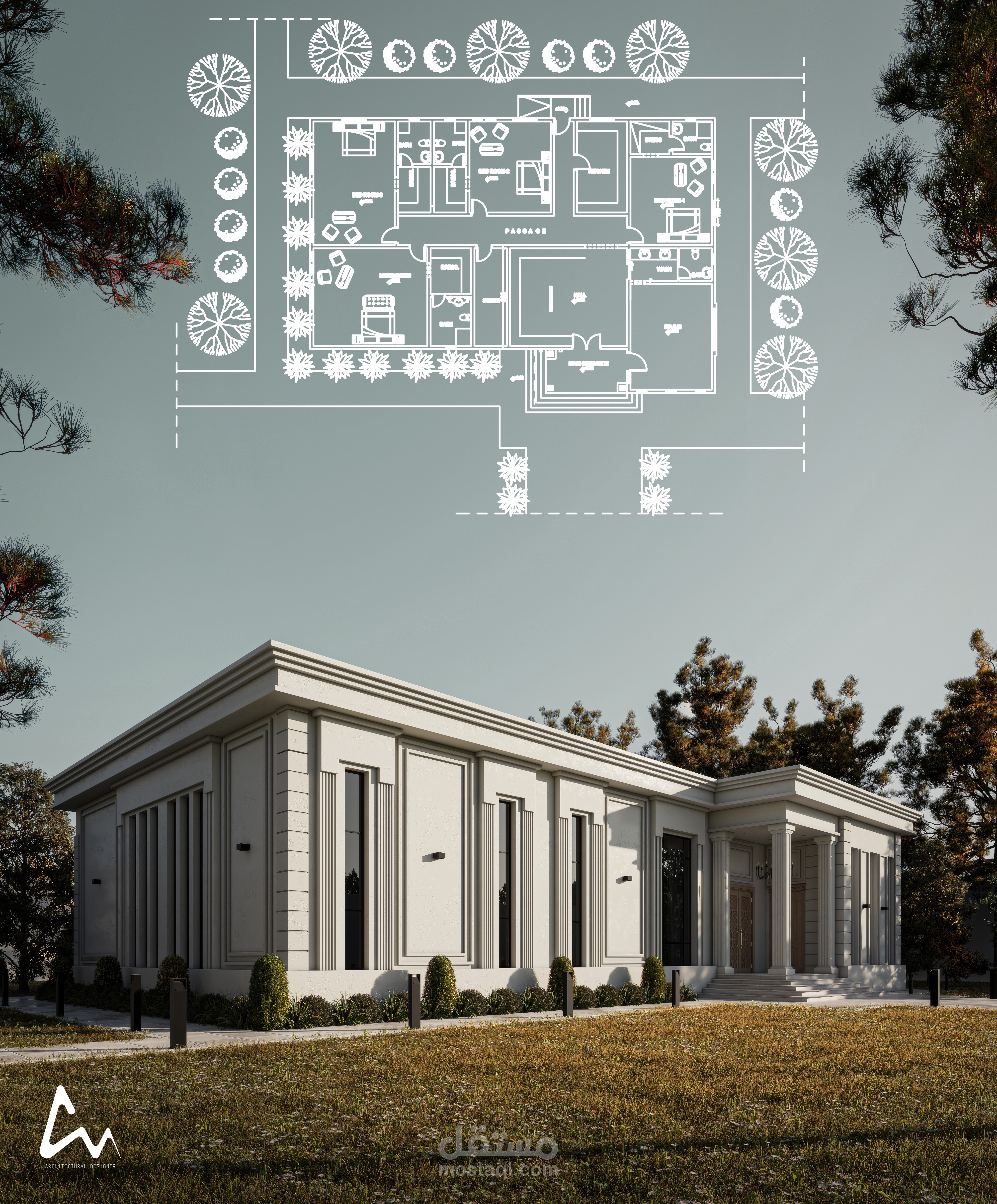 تصميم واجهة فيلا سكنية بالامارات العربية المتحدة
