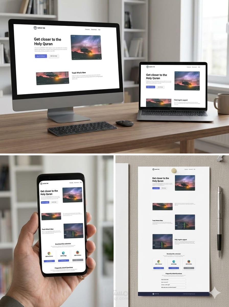 تطوير إضافة/صفحة New Tab تعرض آيات قرآنية عشوائية بتصميم احترافي