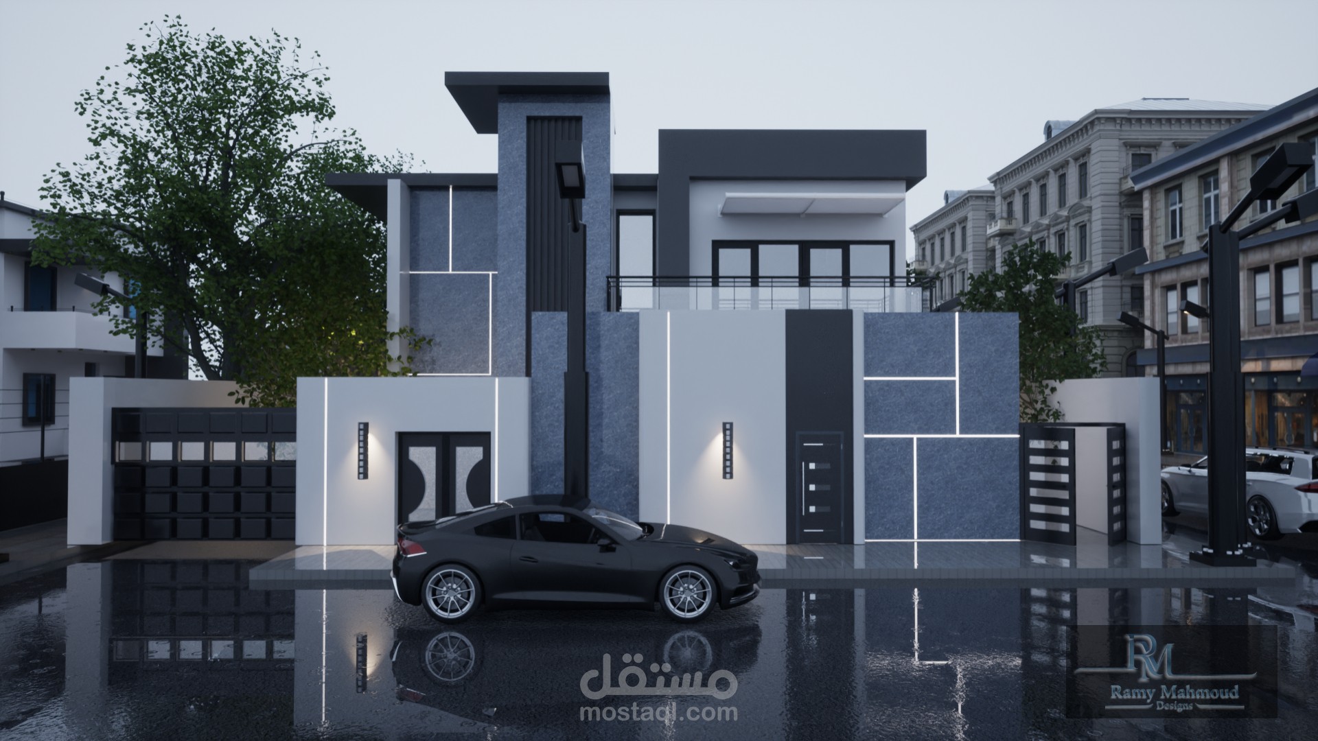 Modern minimalist villa elevation