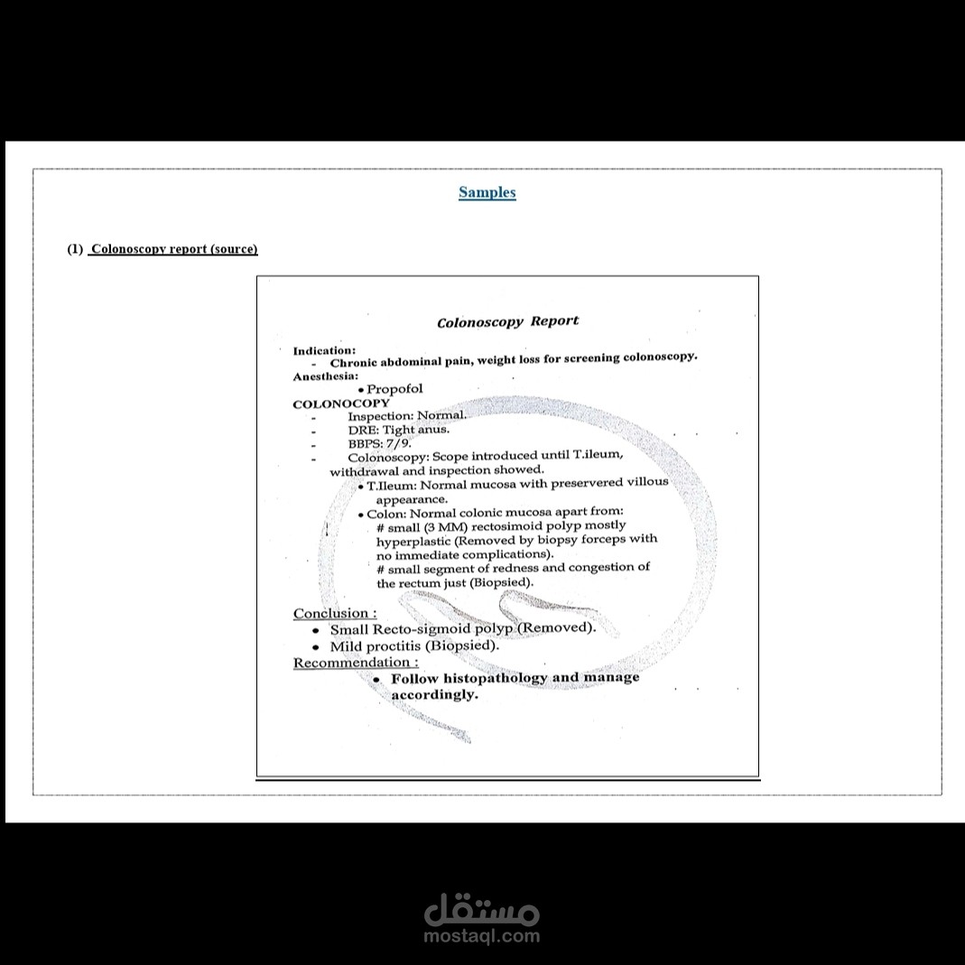 colonoscopy report